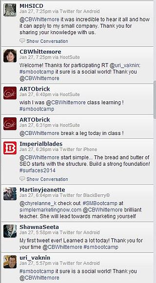 Surfaces 2014 Bootcamp Twitter 2