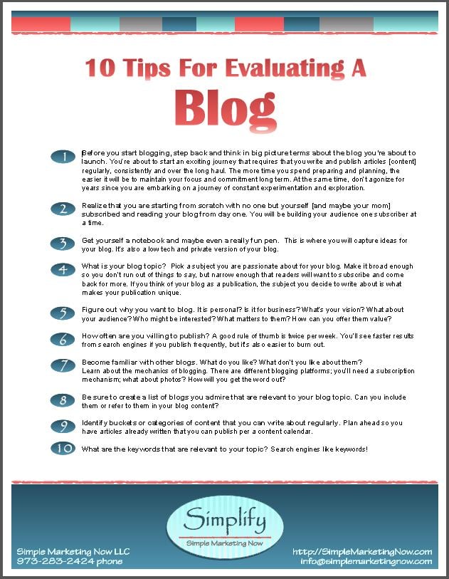 Evaluating Blogs For Business: 10 Tips