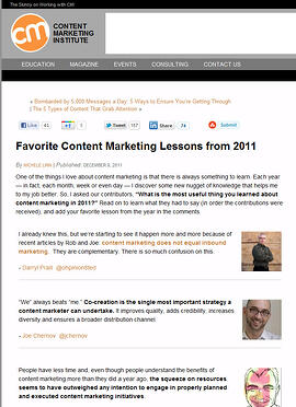 CMI favorite content marketing lessons