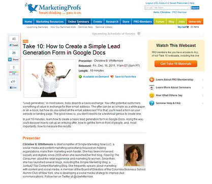 MarketingProfs Take 10: Create Simple Lead Generation Forms to get more leads