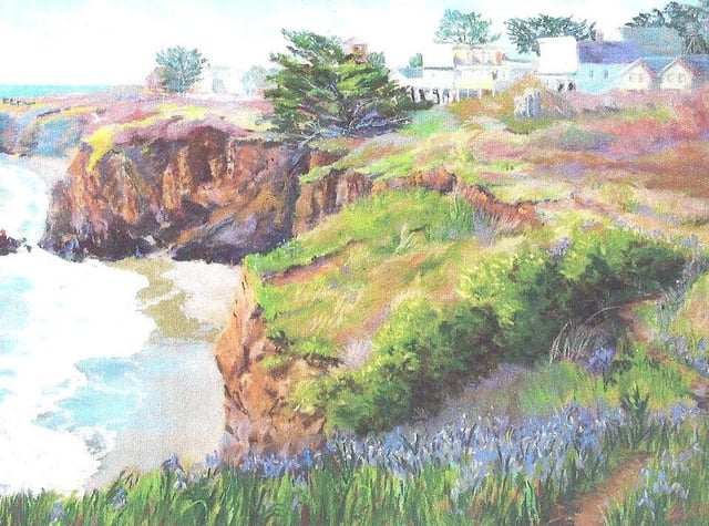 Pastel of Mendocino by Suzi Long