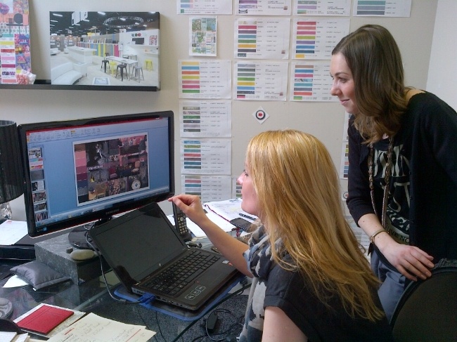 Victoria Redshaw and Laura Greenwood forecasting Trends at Scarlet Opus